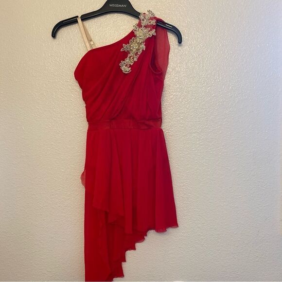 WEISSMAN Dance Costume dress ballet lyrical red CLARITY 12294 MC-Medium child - Picture 2 of 11